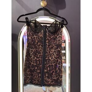 Dolls Kill Current Mood Captivating Gazes Slip Dress Leopard Strapless Sz S NWT